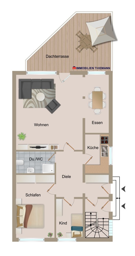 (32) Der Wohnungsgrundriss im Erdgeschoss Erdgeschosswohnung Bottrop / Eigen