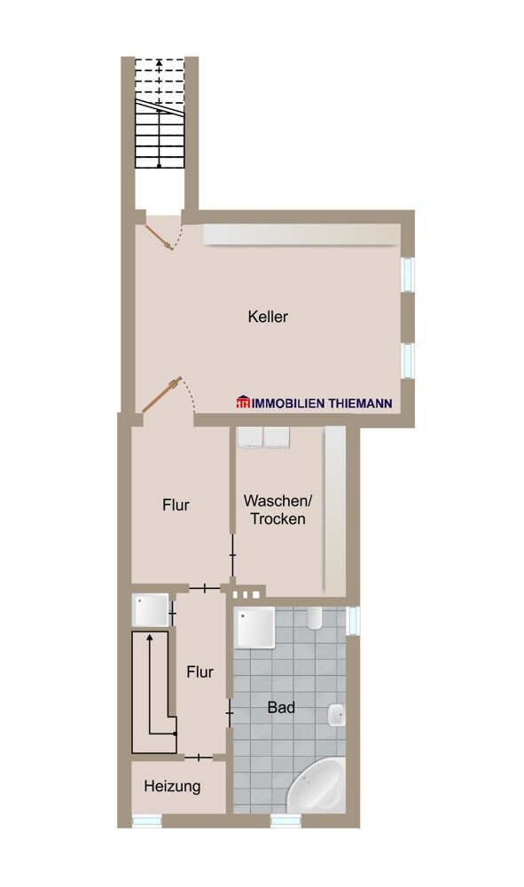 (39) Der Hausgrundriss im Kellergeschoss Reiheneckhaus Bottrop / Batenbrock