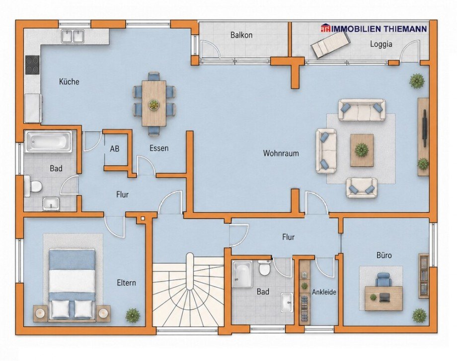 (44) Der Hausgrundriss im Obergeschoss Zweifamilienhaus Bottrop / Bottrop-Vonderort