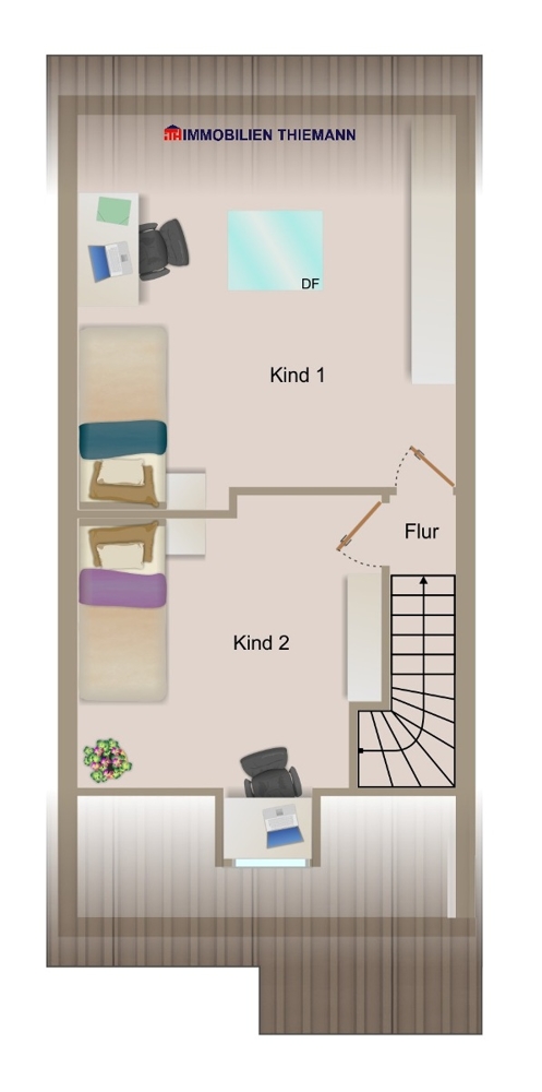 (29) Der Hausgrundriss im Dachgeschoss Reihenmittelhaus Essen / Altenessen-Nord