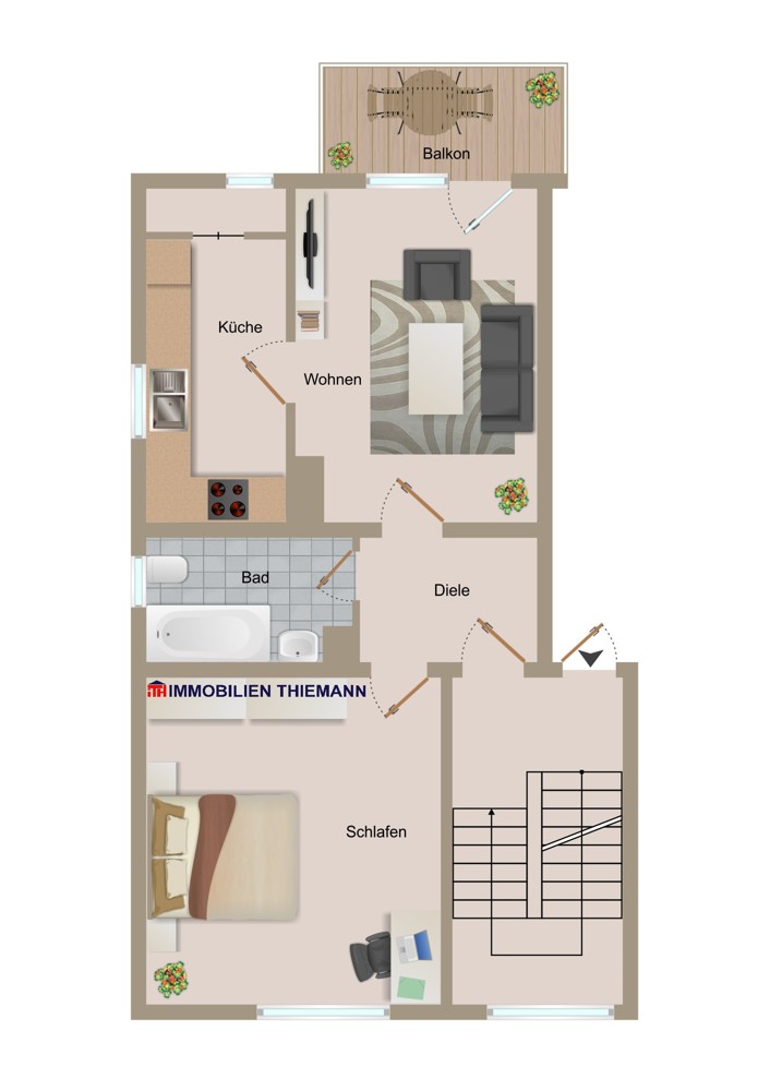 (16) Der Wohnungsgrundriss im Detail Etagenwohnung Bottrop / Fuhlenbrock