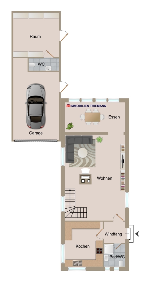 (33) Der Hausgrundriss im Erdgeschoss Einfamilienhaus Bottrop / Batenbrock