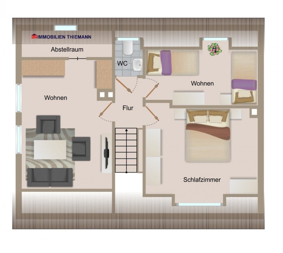 (37) Der Hausgrundriss im Obergeschoss Doppelhaush�lfte Bottrop / Welheim