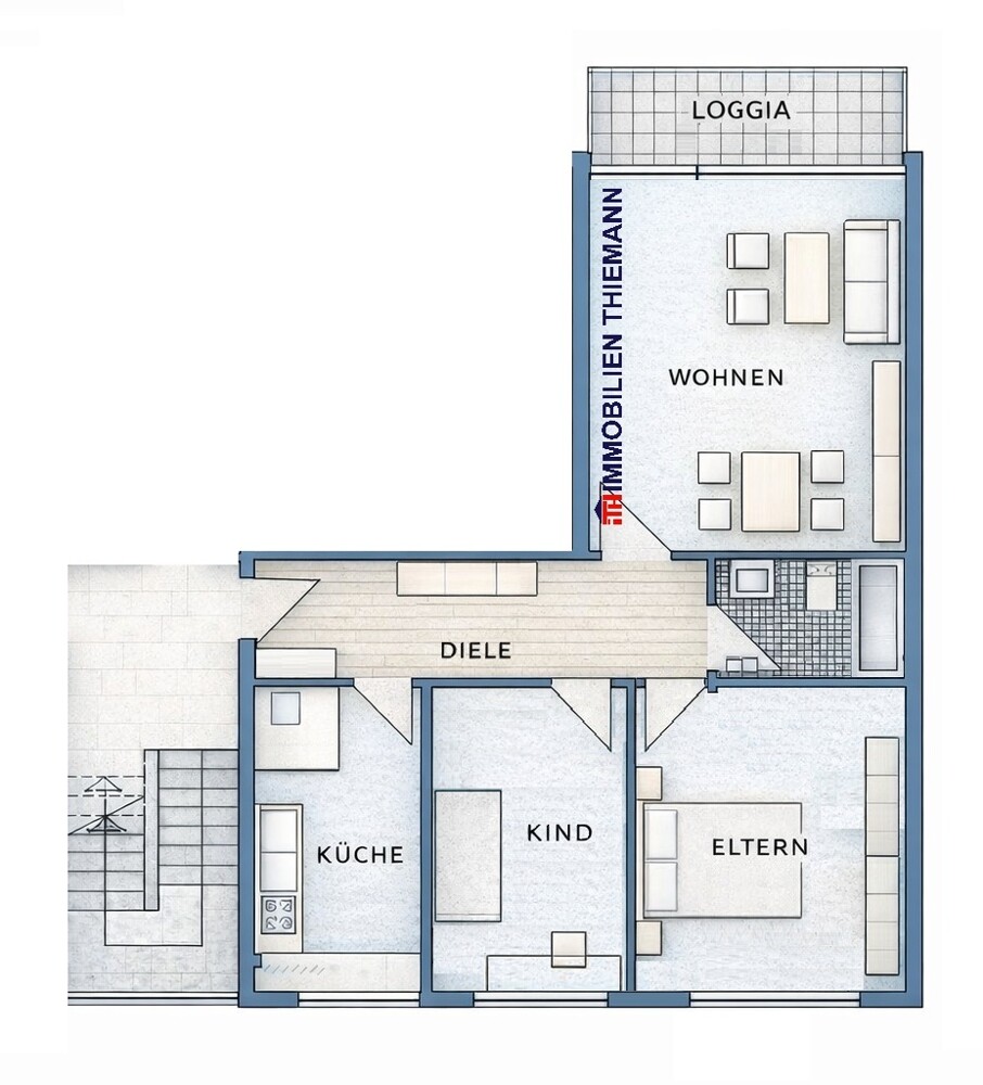 (22) Der Wohnungsgrundriss im Detail Etagenwohnung Gladbeck / Gladbeck-Brauck