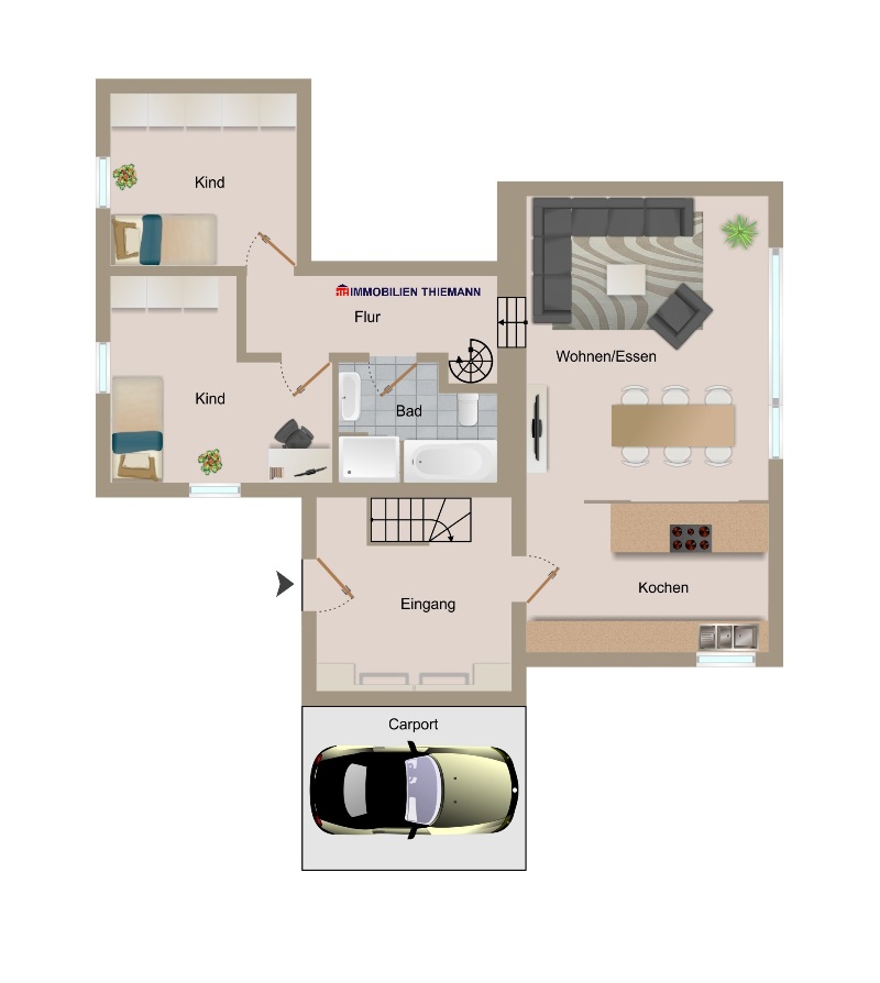 (22) Der Hausgrundriss im Erdgeschoss Doppelhaush�lfte Bottrop / Batenbrock