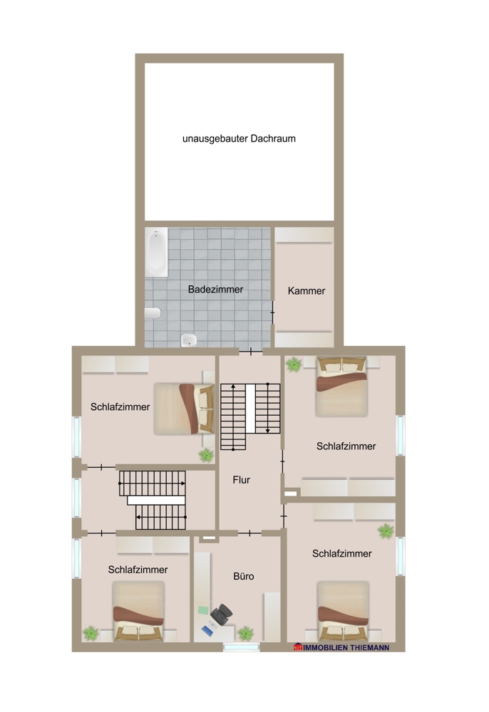 (54) Der Hausgrundriss im Obergeschoss Zweifamilienhaus Bottrop / Batenbrock