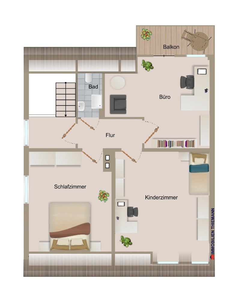 (24) Der Hausgrundriss im Obergeschoss Doppelhaush�lfte Bottrop / Eigen