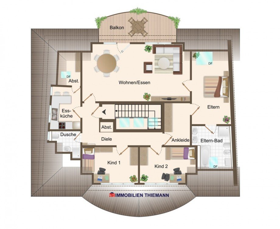 (28) Der Wohnungsgrundriss im Detail Dachgeschosswohnung Bottrop / Stadtmitte