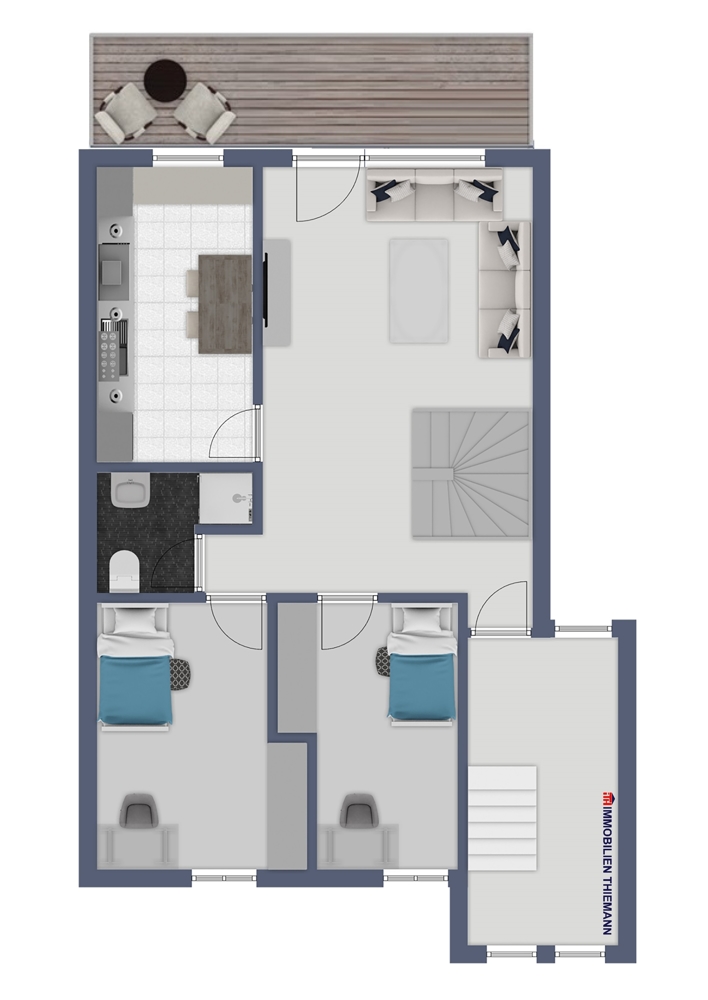 (31) Der Wohnungsgrundriss im 2. Obergeschoss Maisonettewohnung Bottrop / Welheim