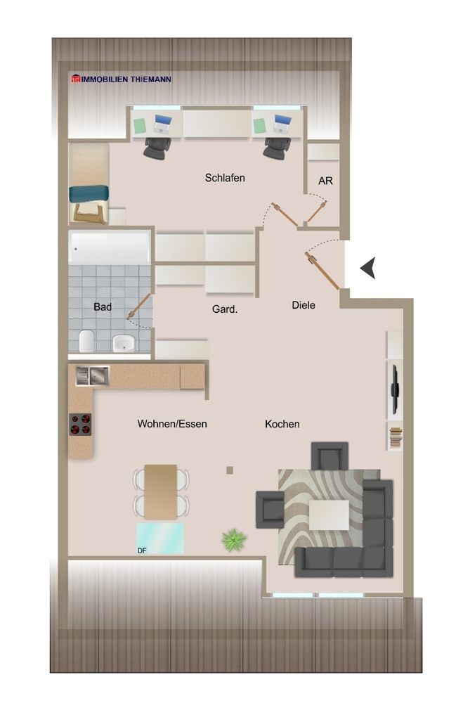 Der Wohnungsgrundriss im Detail Dachgeschosswohnung Bottrop / Fuhlenbrock