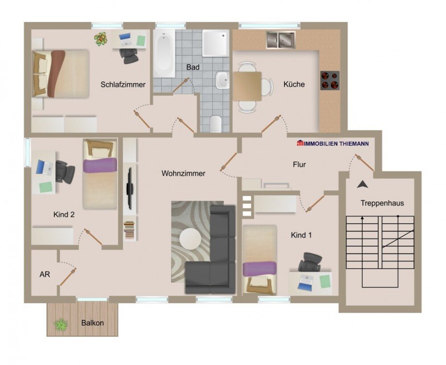 (26) Der Wohnungsgrundriss im Detail Etagenwohnung Bottrop / Stadtmitte