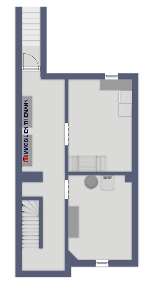 (32) Der Hausgrundriss im Kellergeschoss Reihenmittelhaus Bottrop / Batenbrock