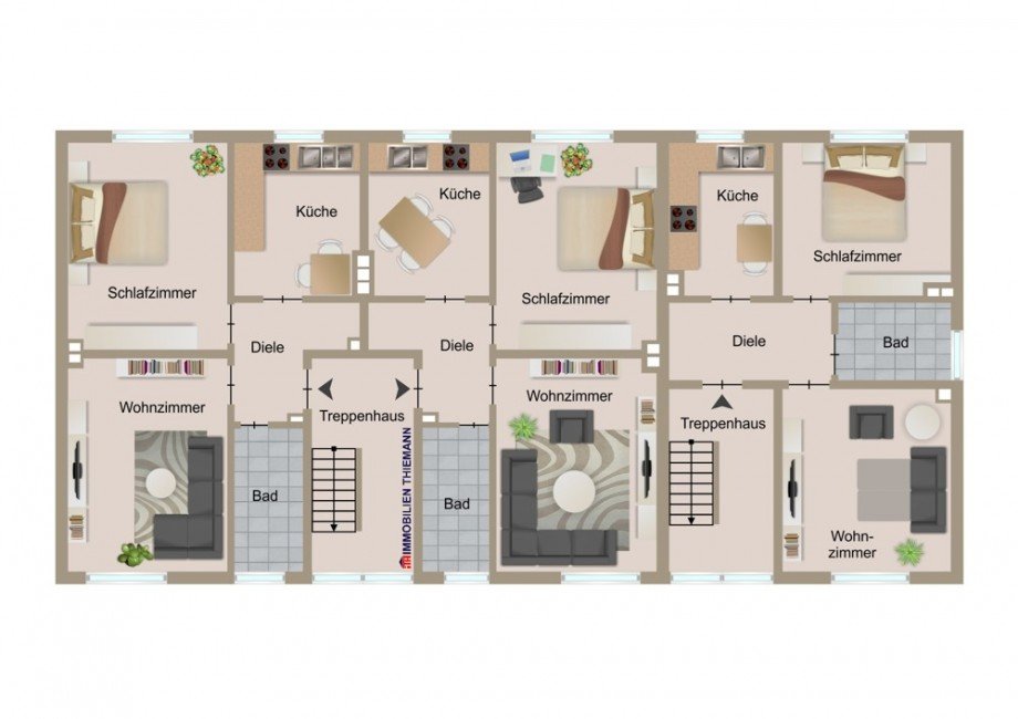 (28) Die Hausgrundrisse im Erd- und 1. und 2. Obergeschoss Mehrfamilienhaus Bottrop / Batenbrock