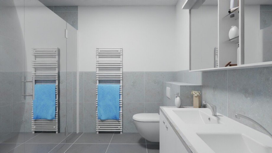 (11) Ein visualisierter Eindruck aus dem modern ausgestattetem Duschbadezimmer Erdgeschosswohnung Bottrop / Fuhlenbrock