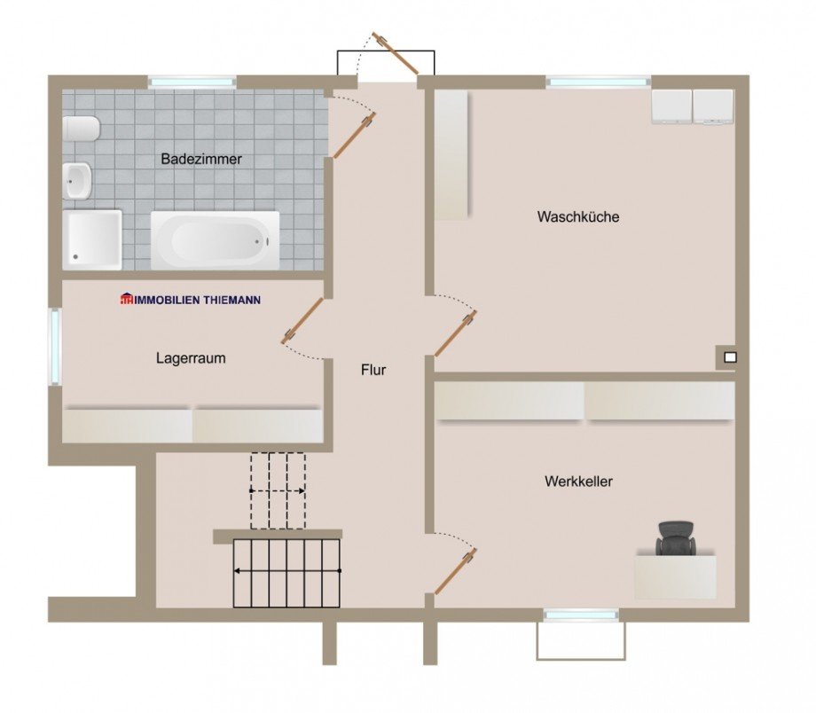 (25) Der Hausgrundriss im Kellergeschoss Doppelhaush�lfte Bottrop / Ebel