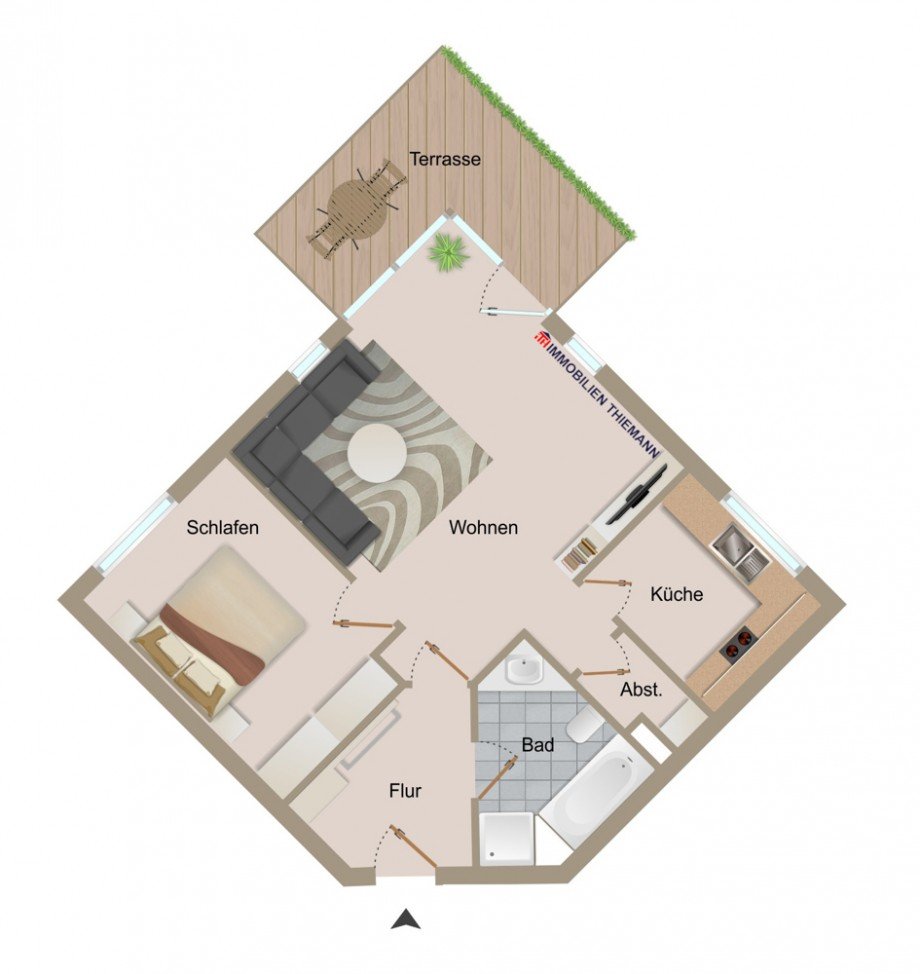 (26) Der Wohnungsgrundriss im Detail Etagenwohnung Bottrop / Batenbrock