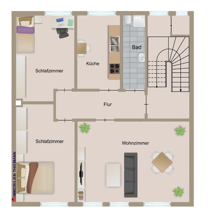 (29) Der Hausgrundriss im Obergeschoss Mehrfamilienhaus Bottrop / Stadtmitte