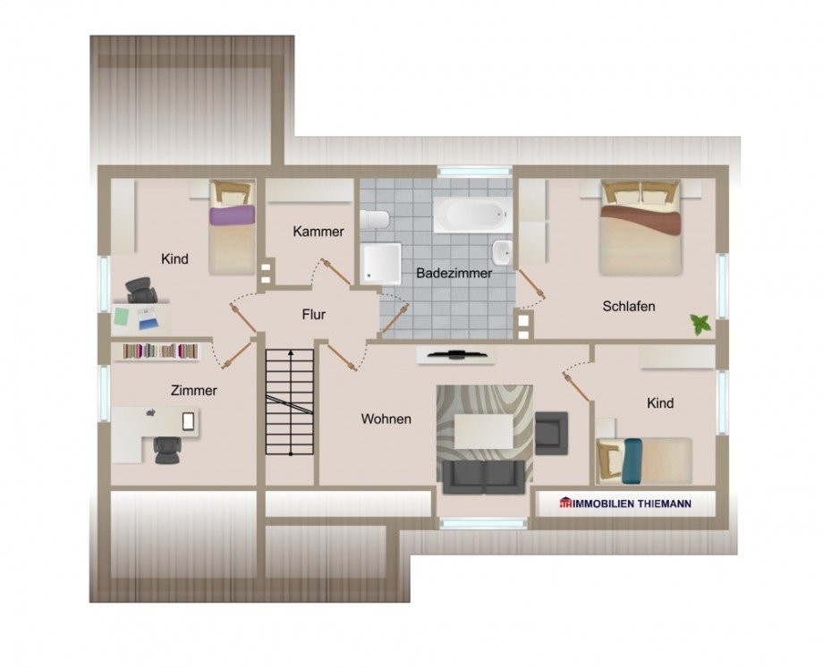 (33) Der Hausgrundriss im Obergeschoss Einfamilienhaus Bottrop / Boy