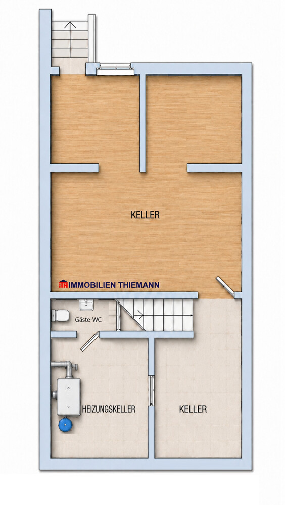 (30) Der Hausgrundriss im Kellergeschoss Reihenmittelhaus Bottrop / Boy