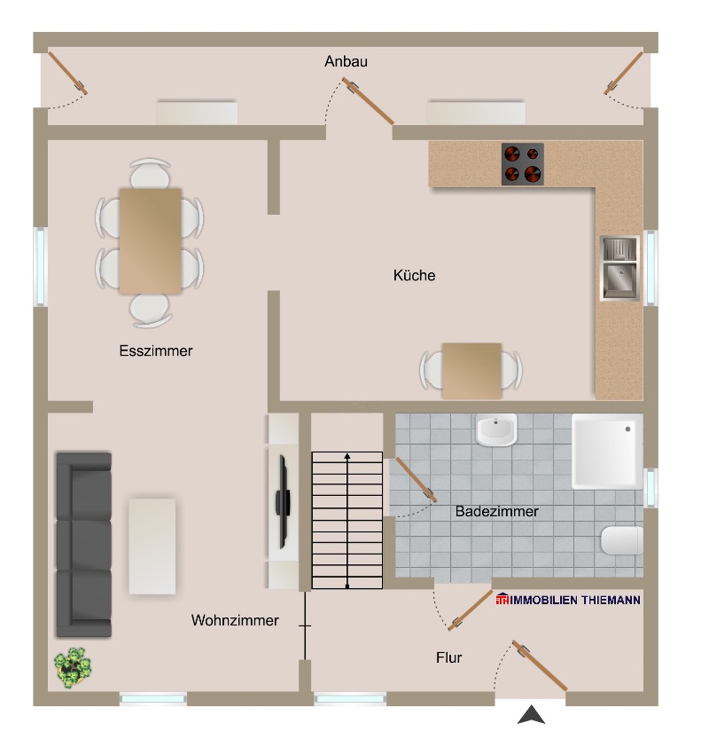 (23) Der Hausgrundriss im Erdgeschoss Einfamilienhaus Bottrop / Stadtmitte
