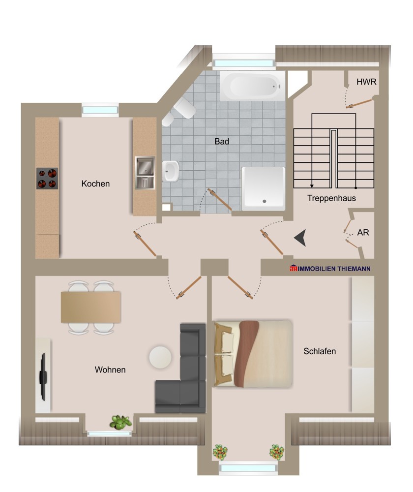 (26) Der Hausgrundriss im Dachgeschoss Dachgeschosswohnung Oberhausen / Sterkrade-Mitte