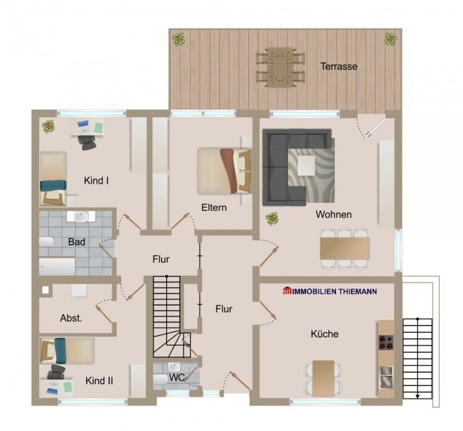 (39) Der Hausgrundriss im Erdgeschoss Bungalow Bottrop / Vonderort