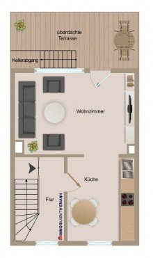 (34) Der Hausgrundriss im Erdgeschoss iTH:  *Platz f�r Ihr Familiengl�ck* - Einfamilienhaus mit  131 m� Fl�che und Garten