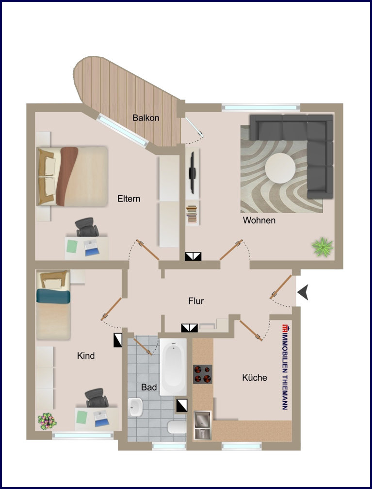 (21) Der Wohnungsgrundriss im Detail Etagenwohnung Bottrop / Eigen