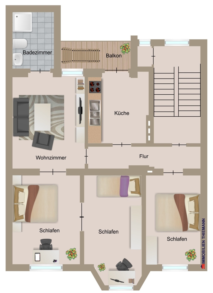 (39) Der Hausgrundriss im 1. und 2. Obergeschoss Mehrfamilienhaus M�lheim an der Ruhr / Speldorf