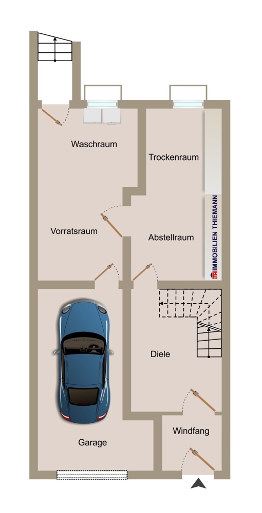 (28) Der Hausgrundriss im Erdgeschoss Reihenhaus Bottrop / Lehmkuhle