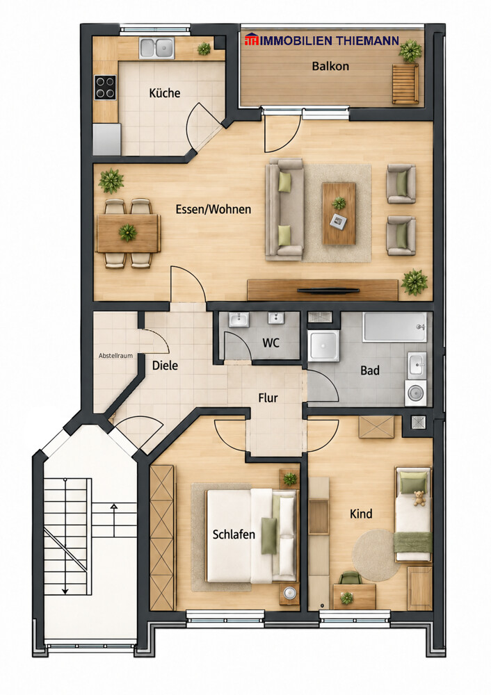 (27) Der Wohnungsgrundriss im Detail Etagenwohnung Bottrop / Batenbrock