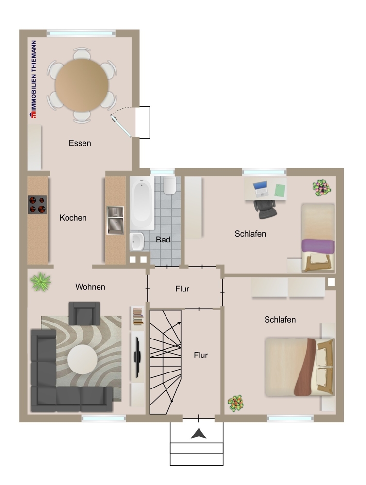 (36) Der Hausgrundriss im Erdgeschoss Doppelhaush�lfte Bottrop / Welheim