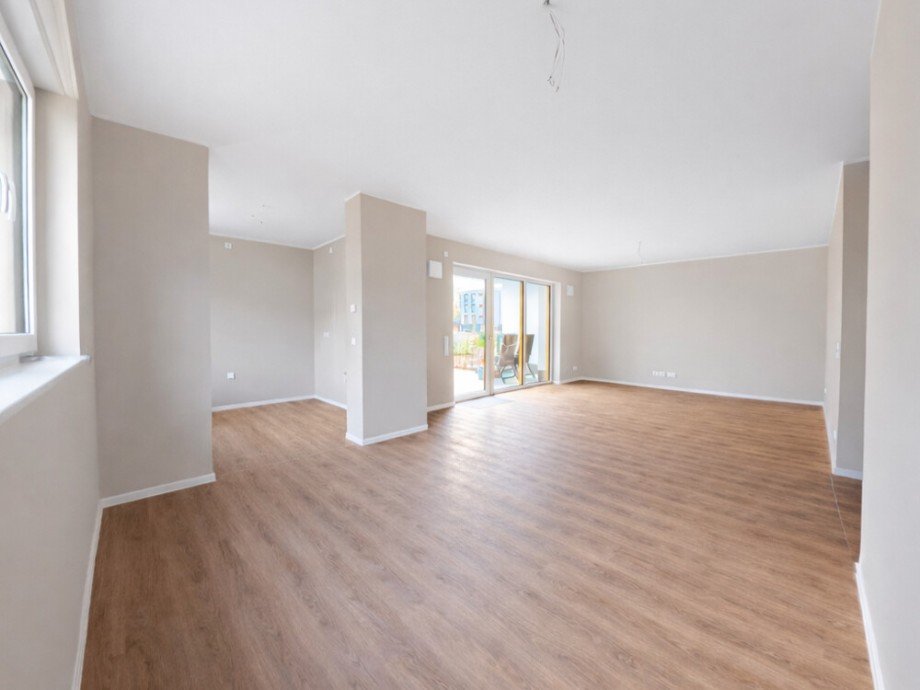 (9) Die K�che schlie�t sich halboffen an den Wohnbereich an Erdgeschosswohnung Oberhausen / Klosterhardt-Nord