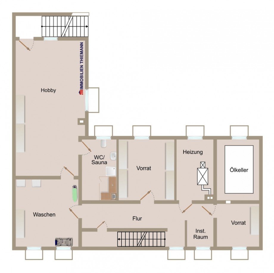(32) Der Hausgrundriss im Kellergeschoss Bungalow Bottrop / Kirchhellen