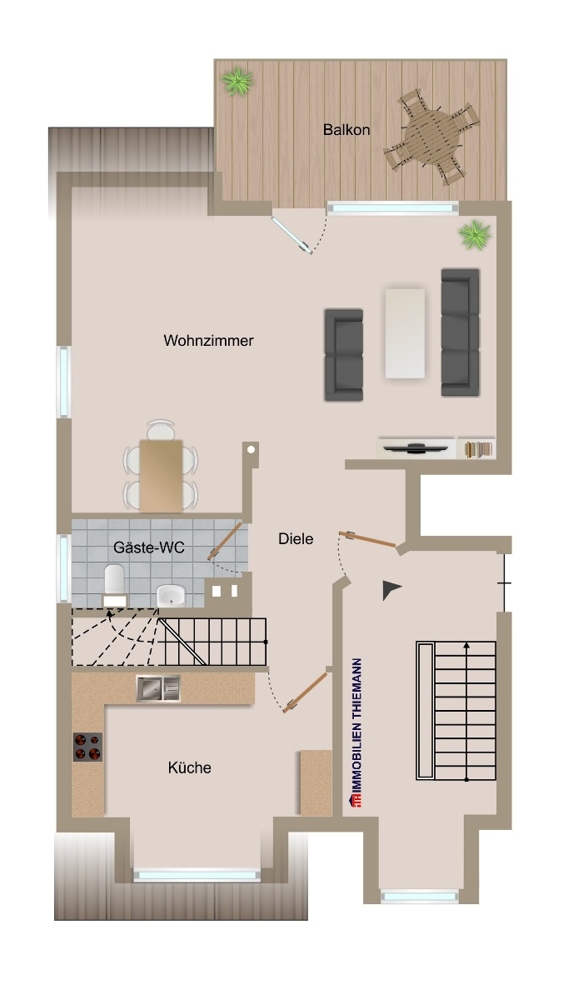 (12) Der Wohnungsgrundriss im Dachgeschoss Maisonettewohnung Oberhausen / Osterfeld-Ost