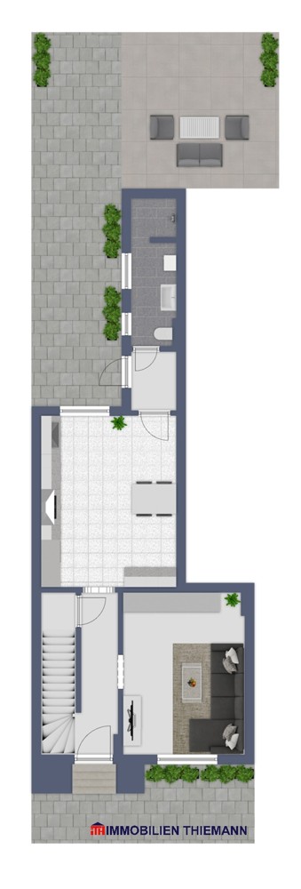 (27) Der Hausgrundriss im Erdgeschoss Reihenmittelhaus Oberhausen / Sterkrade-Mitte