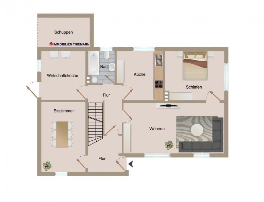 (32) Der Hausgrundriss im Erdgeschoss Einfamilienhaus Bottrop / Boy