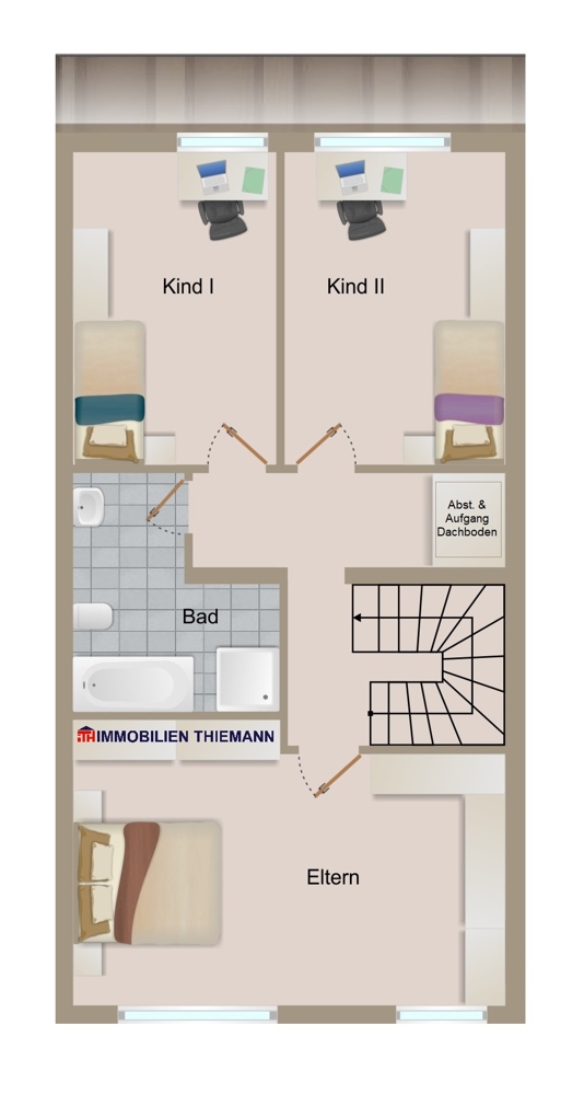 (30) Der Hausgrundriss im 2. Obergeschoss Reihenhaus Bottrop / Lehmkuhle