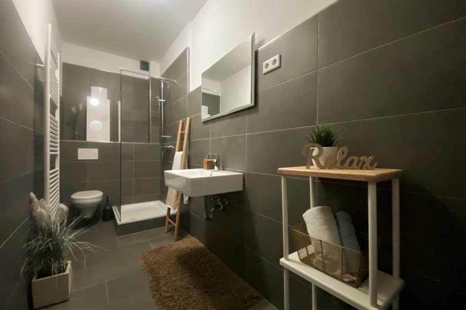 (8) Da soeben komplett modernisierte Duschbadezimmer Mehrfamilienhaus Bottrop / Stadtmitte