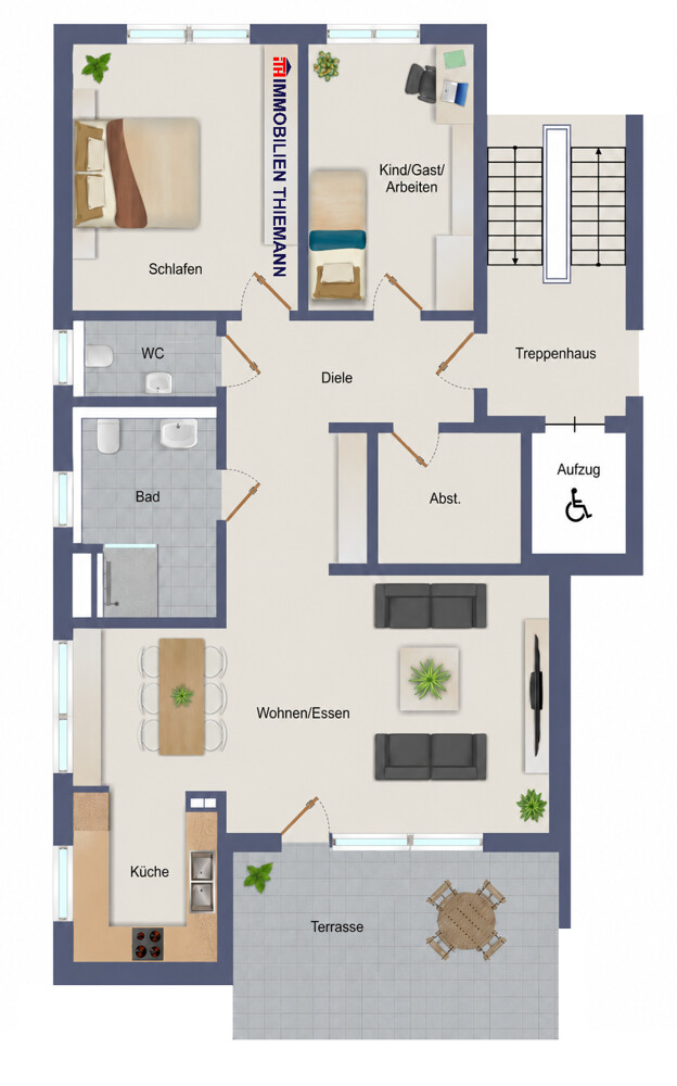 (26) Der Wohnungsgrundriss im Detail Erdgeschosswohnung Oberhausen / Klosterhardt-Nord