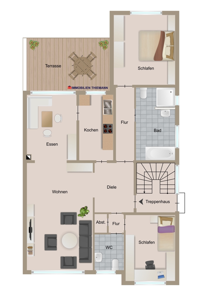 (37) Der Hausgrundriss im Erdgeschoss Zweifamilienhaus Bottrop