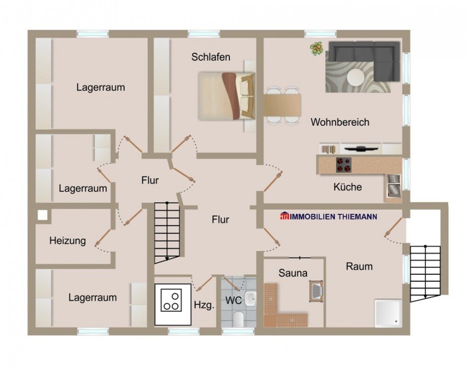 (38) Der Hausgrundriss im Kellergeschoss Bungalow Bottrop / Bottrop-Vonderort