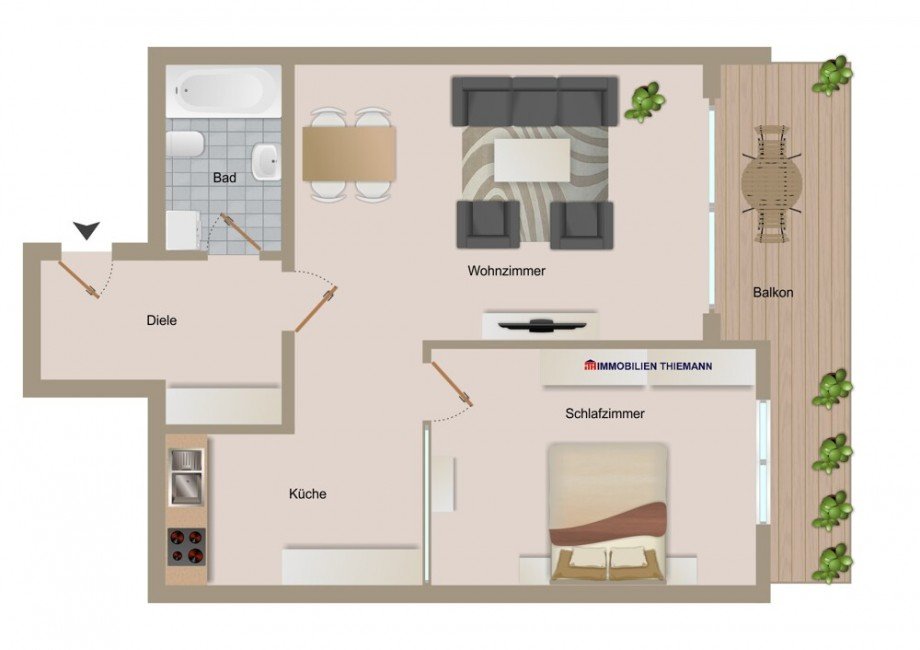 (26) Der Wohnungsgrundriss im Detail Erdgeschosswohnung Bottrop / Stadtmitte