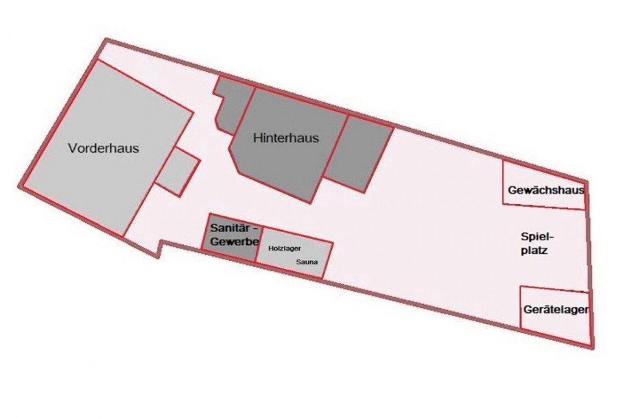 (2) Hier zun�chst ein Blick auf die Grundst�cksaufteilung Haus Bottrop / Stadtmitte