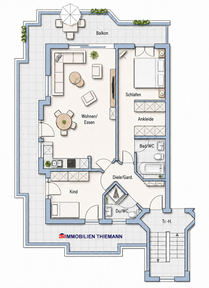 (30) Der Wohnungsgrundriss im Detail Penthousewohnung Bottrop / Bottrop-Vonderort