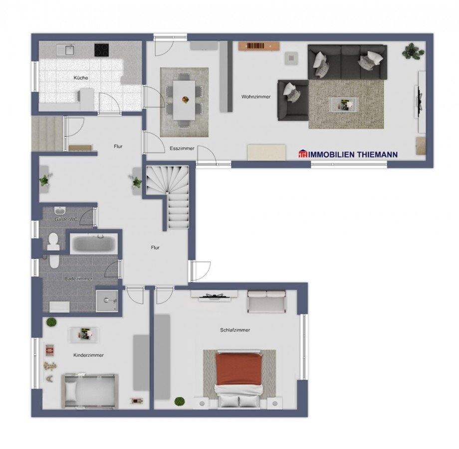 (36) Der Hausgrundriss im Erdgeschoss Bungalow Bottrop / Welheim