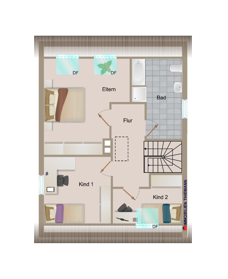 (45) Der Hausgrundriss im Obergeschoss des EFH Einfamilienhaus Bottrop / Eigen