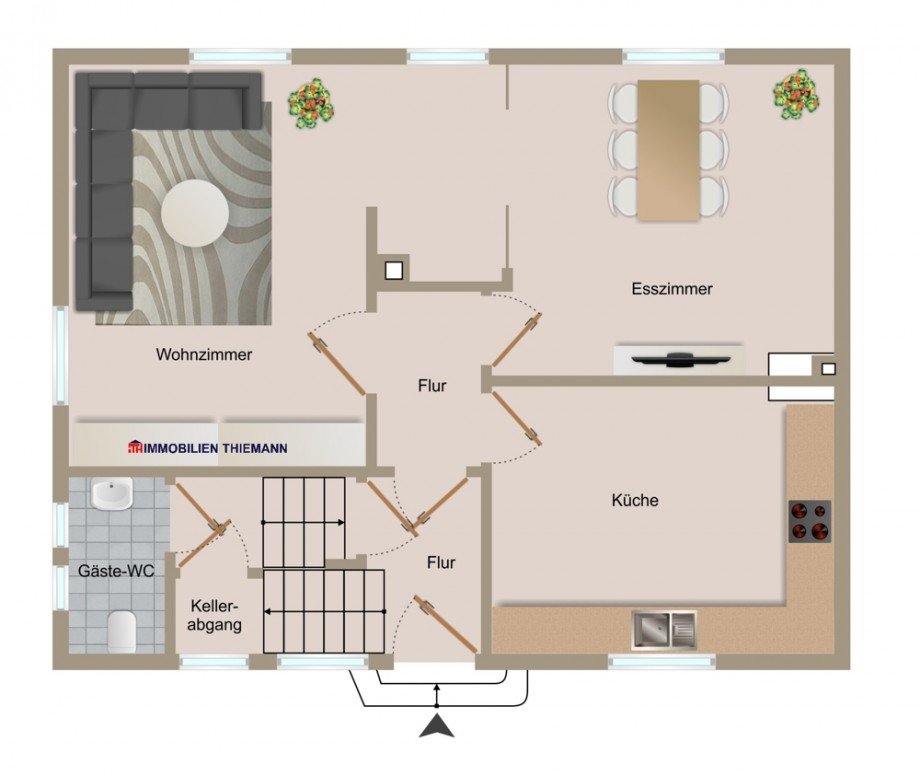 (26) Der Hausgrundriss im Erdgeschoss Doppelhaush�lfte Bottrop / Ebel