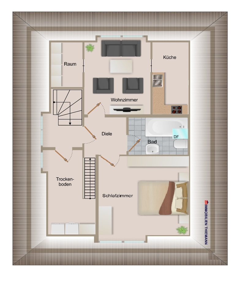 (54) Der Hausgrundriss im Dachgeschoss Mehrfamilienhaus Bottrop / Fuhlenbrock