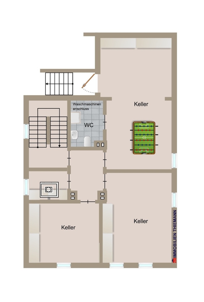 (34) Der Hausgrundriss im Kellergeschoss Einfamilienhaus Bottrop / Batenbrock